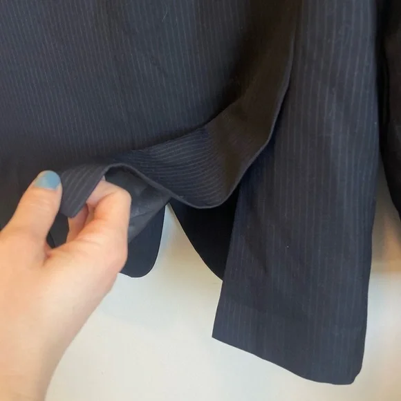 United Colors of Benetton Navy Blue Blazer Subtle Pinstripes Men’s Suit Jacket - Picture 5 of 10